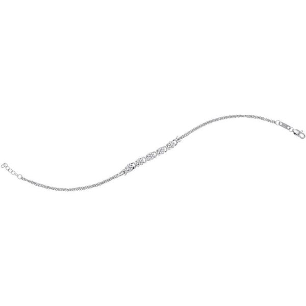 Round Diamond Flower Cluster Fashion Bracelet 1/4 Cttw 10KT White Gold