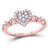 Image 2 : Round Diamond Heart Cluster Ring 1/3 Cttw 14KT Rose Gold