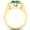 Image 2 : Natural 3.56 CTW Zambian Emerald & Diamond Ring 14K Yellow Gold - REF-145H3M