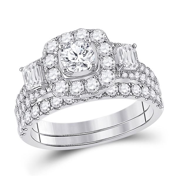 Diamond Bridal Wedding Ring Band Set 2 Cttw 14KT Two-tone Gold