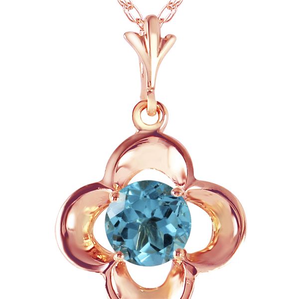 Genuine 0.55 ctw Blue Topaz Necklace 14KT Rose Gold - REF-23F6Z