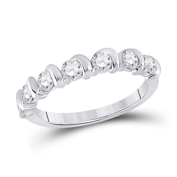 Round Diamond Band Ring 3/4 Cttw 14KT White Gold