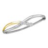 Image 1 : Round Diamond Flower Cluster Bangle Bracelet 1/2 Cttw 14KT White Gold