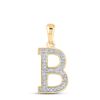 Image 1 : Round Diamond Initial B Letter Pendant 1/12 Cttw 10KT Yellow Gold