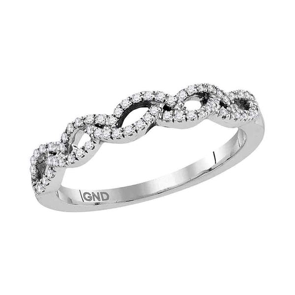 Round Diamond Woven Band Ring 1/5 Cttw 10KT White Gold