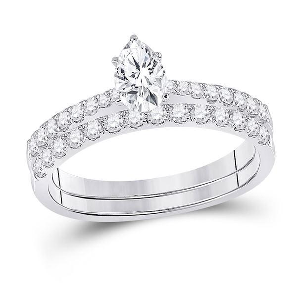 Bridal Wedding Ring Band Set 1 Cttw 14KT White Gold