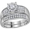 Image 2 : Diamond Halo Matching Wedding Set 7/8 Cttw 14KT White Gold