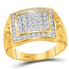 Image 1 : Round Diamond Rectangle Cluster Ring 1/2 Cttw 10KT Yellow Gold