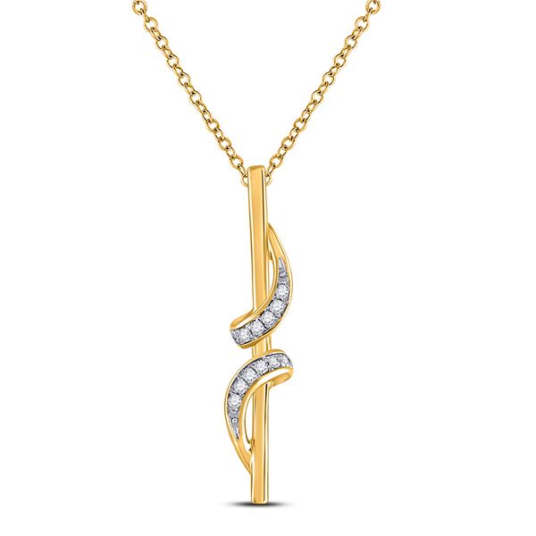 Round Diamond Vertical Bar Fashion Pendant 1/10 Cttw 10KT Yellow Gold