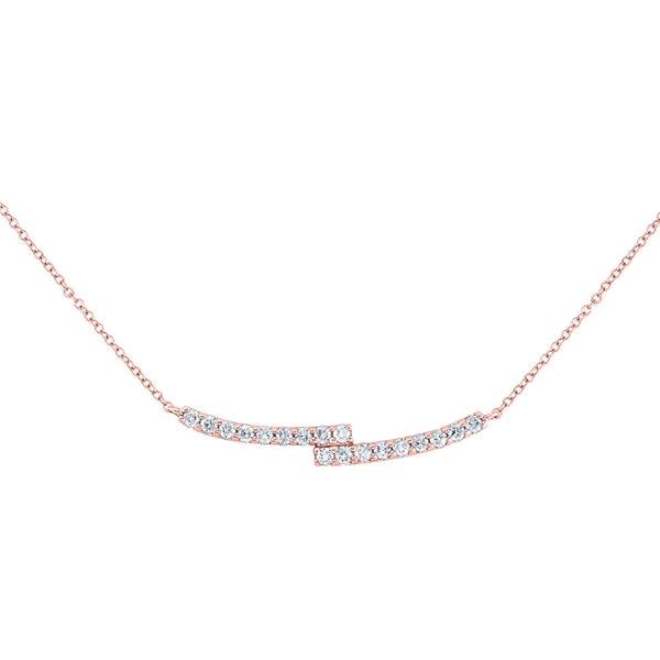 Round Diamond Curved Bypass Bar Necklace 1/2 Cttw 14KT Rose Gold