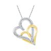 Image 1 : Round Diamond Two-tone Double Joined Hearts Pendant 1/6 Cttw 10KT Two-tone Gold