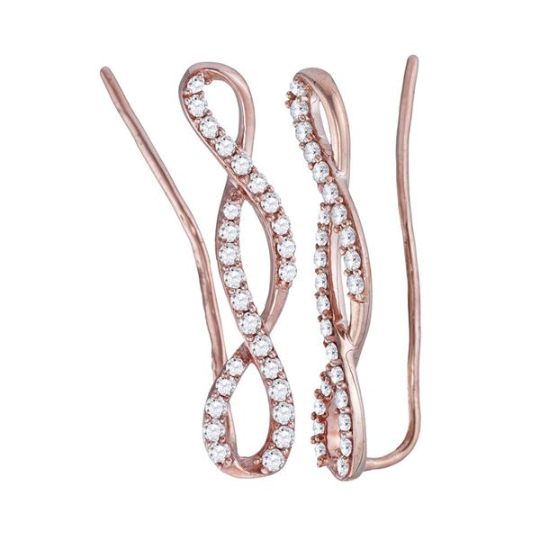 Round Diamond Climber Earrings 1/2 Cttw 10KT Rose Gold