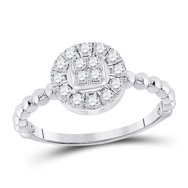 Round Diamond Circle Cluster Ring 1/3 Cttw 10KT White Gold