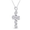 Image 2 : Round Diamond Cluster Cross Pendant 1-1/3 Cttw 14KT White Gold