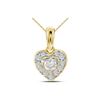 Image 1 : Round Diamond Solitaire Heart Pendant 1/4 Cttw 14KT Yellow Gold