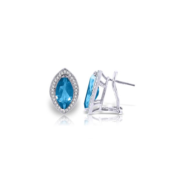 Genuine 4.8 ctw Blue Topaz & Diamond Earrings 14KT White Gold - REF-103Z3N