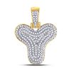 Image 1 : Round Diamond Bubble Y Letter Charm Pendant 1/2 Cttw 10KT Yellow Gold