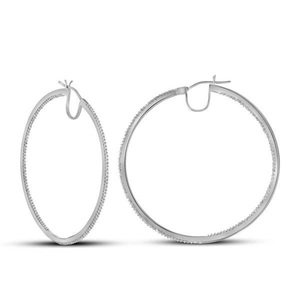 Round Diamond Hoop Earrings 3/4 Cttw 10KT White Gold