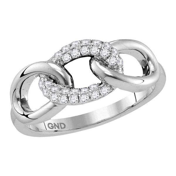 Round Diamond Linked Circle Chain Band Ring 1/5 Cttw 10KT White Gold