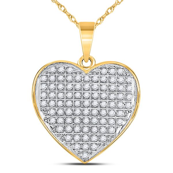 Round Diamond Heart Pendant 1/4 Cttw 10KT Yellow Gold