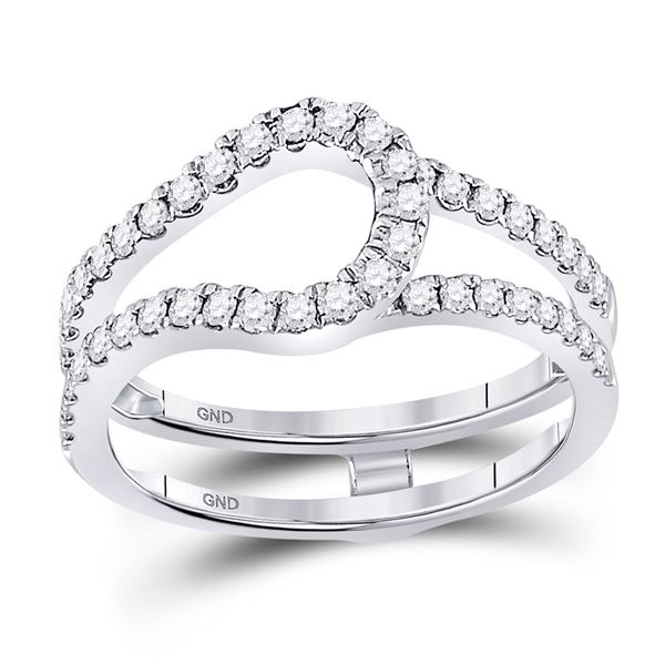 Round Diamond Wrap Ring Guard Enhancer 1/2 Cttw 14KT White Gold