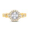 Image 2 : Round Diamond Cluster Halo Ring 1/2 Cttw 10KT Yellow Gold