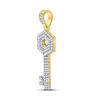 Image 2 : Round Diamond Key Charm Pendant 1/2 Cttw 10KT Yellow Gold