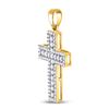 Image 2 : Round Diamond Cross Pendant 1/2 Cttw 14KT Yellow Gold