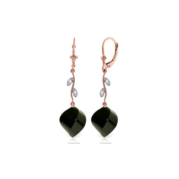 Genuine 31.02 ctw Black Spinel & Diamond Earrings 14KT Rose Gold - REF-53F4Z