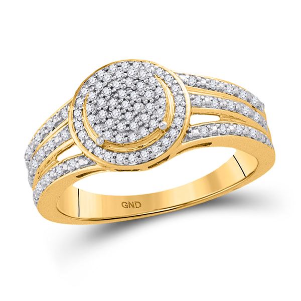 Round Diamond Circle Frame Cluster Ring 1/4 Cttw 10KT Yellow Gold