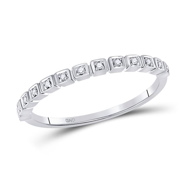 Round Diamond Stackable Band Ring 1/20 Cttw 10KT White Gold