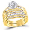 Image 2 : Diamond Halo Matching Wedding Set 5/8 Cttw 10KT Yellow Gold