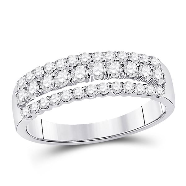 Round Diamond Classic Anniversary Band Ring 3/4 Cttw 14KT White Gold
