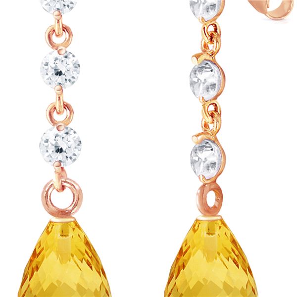 Genuine 3.3 ctw Citrine & Diamond Earrings 14KT Rose Gold - REF-42V9W