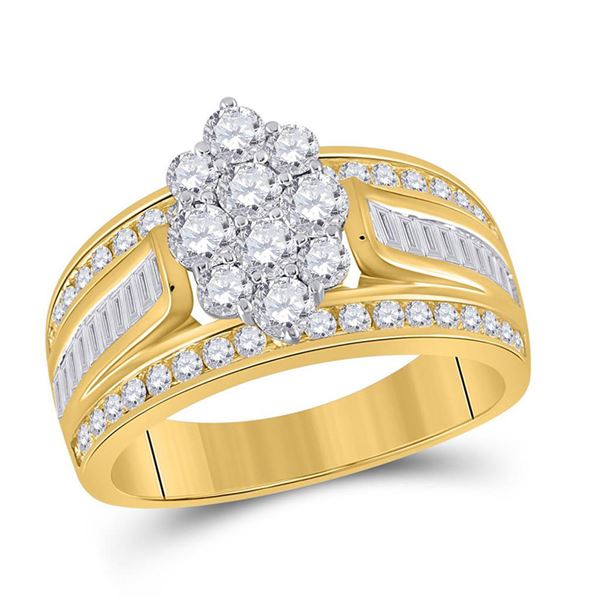 Round Diamond Cluster Ring 1-1/2 Cttw 14KT Yellow Gold