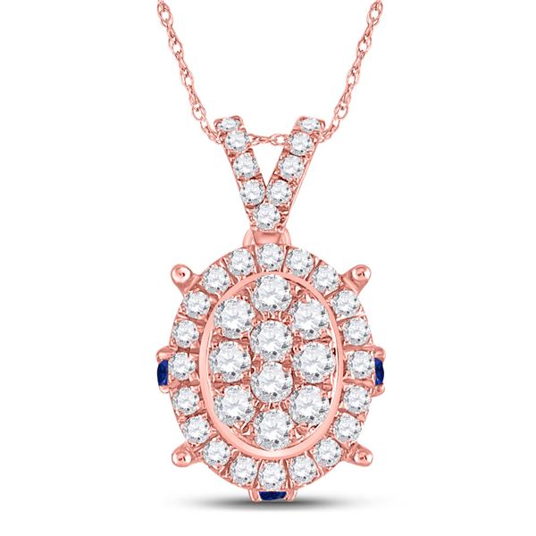 Round Diamond Oval Cluster Pendant 1/2 Cttw 14KT Rose Gold