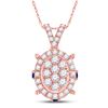 Image 1 : Round Diamond Oval Cluster Pendant 1/2 Cttw 14KT Rose Gold