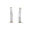 Image 2 : Round Diamond Oblong Hoop Earrings 1 Cttw 14KT Yellow Gold
