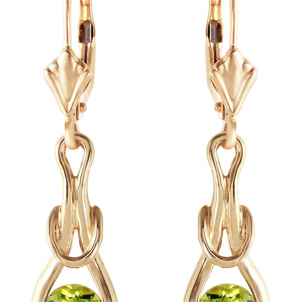 Genuine 1.30 ctw Peridot Earrings 14KT Yellow Gold - REF-49V3W
