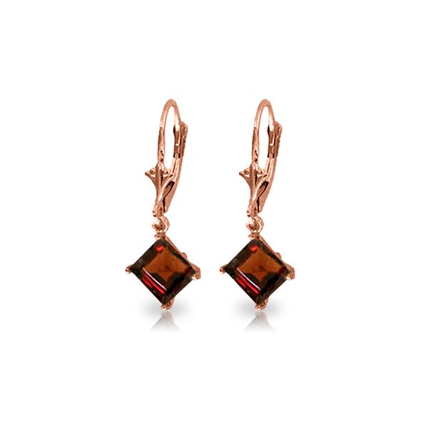 Genuine 3.2 ctw Garnet Earrings 14KT Rose Gold - REF-30H2X