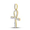 Image 2 : Round Diamond Ankh Cross Charm Pendant 1 Cttw 10KT Yellow Gold