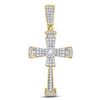 Image 1 : Round Diamond Flared Cross Crucifix Charm Pendant 1/2 Cttw 10KT Yellow Gold