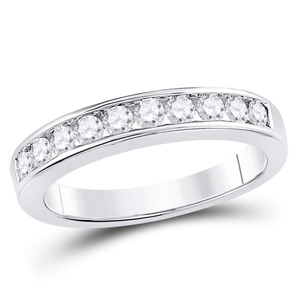Round Diamond Wedding Channel Set Band 1/2 Cttw 14KT White Gold