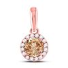 Image 1 : Round Brown Diamond Halo Solitaire Pendant 1/2 Cttw 14KT Rose Gold