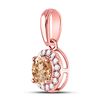 Image 2 : Round Brown Diamond Halo Solitaire Pendant 1/2 Cttw 14KT Rose Gold
