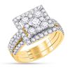 Image 1 : Diamond Square Bridal Wedding Ring Band Set 2 Cttw 14KT Yellow Gold