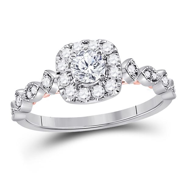 Diamond Solitaire Bridal Wedding Engagement Ring 3/4 Cttw 14KT Two-tone Gold
