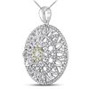 Image 2 : Round Diamond Mandala Circle Pendant 1 Cttw 14KT White Gold