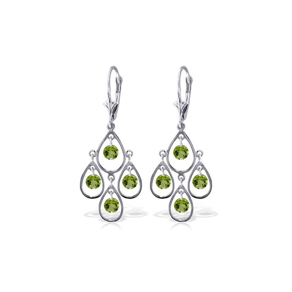 Genuine 2.4 ctw Peridot Earrings 14KT White Gold - REF-54X9M