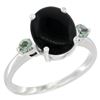 Image 1 : 1.79 CTW Onyx & Green Sapphire Ring 10K White Gold - REF-22R4H